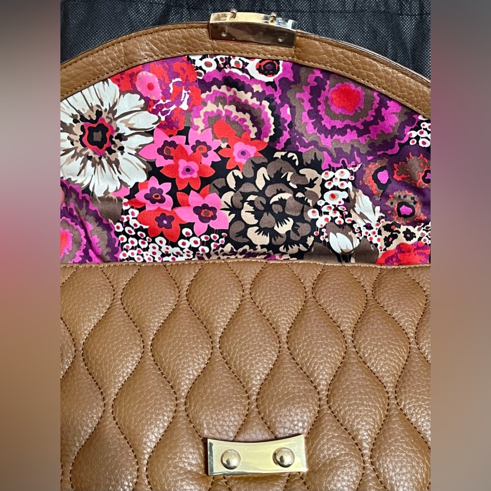 Vera Bradley Genuine Leather Lydia Satchel Cognac - Picture 8 of 14